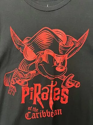 Disney Parks PIRATES OF THE CARIBBEAN Mickey Pirate Graphic Black Red Size Large • $18.99