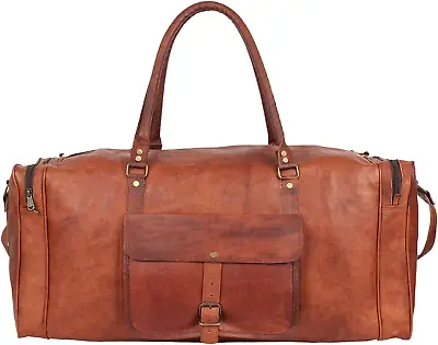 Leather Duffel Vintage Holdall Luggage Travel Bag Men Women Handmade Gym Sports • £63.51