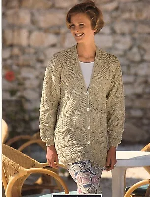 Knitting Pattern Womens Ladies Cable Cardigan DK Sizes 32-38 Inch • £1.75