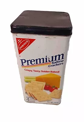 Nabisco Premium Saltine Crackers Square Tin With Lid USA Made Vintage About 1985 • $19.99