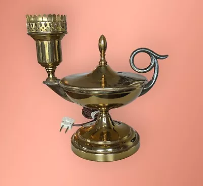 Vintage Brass Aladdin/Genie Electric Table Lamp Patina • $75