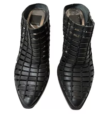 Women’s DOLCE VITA BLACK LEATHER KACIE CAGE CUTOUT Block Heel MULES Size 7.5 • £47.50