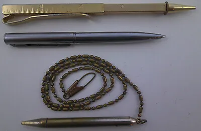 Lot Of 3 Mini Mechanical Pencils & Pens Including Brass Swank 124227 With Ruler • $9