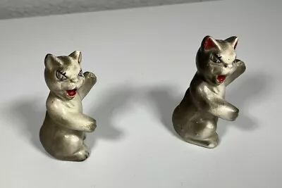 Rare Vintage Angry Cats Salt And Pepper Shaker Set Marked Japan • $14.99