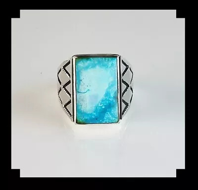 Men's Sterling And Blue Ridge Turquoise Ring Size 13 3/4 • $235
