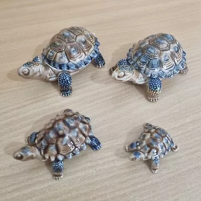 FAMILY OF 4 X VINTAGE WADE TORTOISES - 2x Trinkets Pot & 2x Figurines Porcelain • £14.99