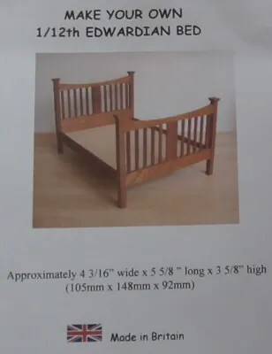 1:12 Scale Dolls House Kit Furniture Edwardian Bed  • £26.25