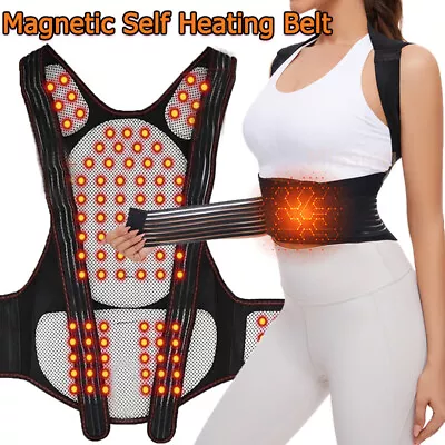 Self Heating Back Support Waist Brace Magnetic Heating Corrector Therapy Belt US • $13.99