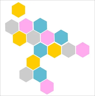  Geometrical Hexagons Wall Sticker Set Of 20 Honeycomb Decals Minimalist Decor • £4.99