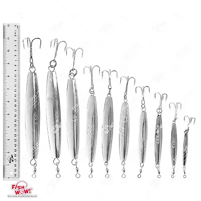 10pcs Lot Fishing 1 2 3 4 6 8 10 12 14 16oz Silver Chrome Diamond Jigs Lure Bait • $30.94