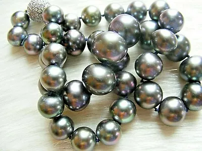 $3999.99 • Buy GAL Lab Cert 18k Black Peacock Tahitian Pearl Diamond Necklace $14000 Appraisal