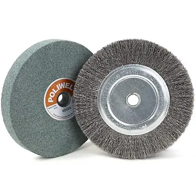 6 Inch Bench Grinder Grinding Wheel & Wire Wheel Brush With 1/2'' Arbor 60 G... • $47.70