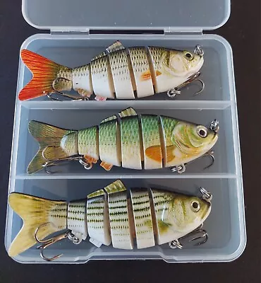Lifelike Swimbait Crankbait Fishing Lure 3 Pack Lot Tackle Box Multi Jointed USA • $11.79