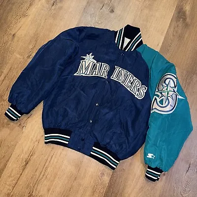 Seattle Mariners Jacket Starter Coat Baseball MLB Bomber Vintage 90s Mens SMALL • $259.99
