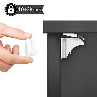 Dokon Child Safety Magnetic Cupboard Locks (10 Locks + 2 Keys) No Tools Or Scr • £20.28