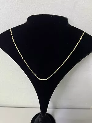 Gabriel & Co 14K Yellow Gold Petite Pave Diamond Bar Necklace • $325