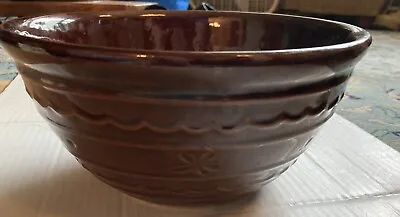 Bowl Large Marcrest Daisy Dot Pattern Brown Stoneware Oven Proof 9  Vintage • $15