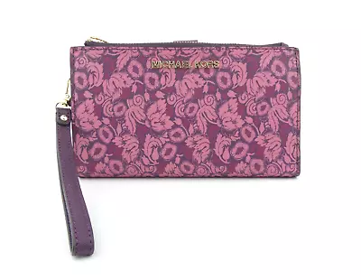 Michael Kors Jet Set Damson Floral Double Zip Wristlet NWOT • $125