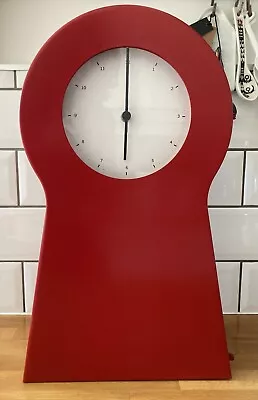 Ikea PS 1999 Red Key Hole Shape Clock Metal Cabinet • £39.99