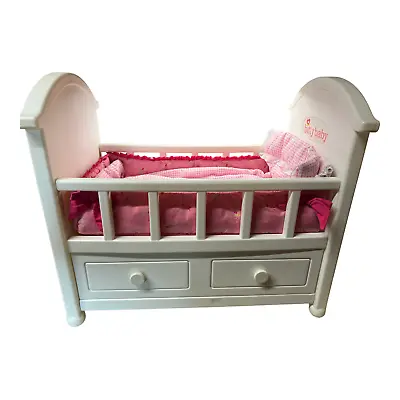 Bitty Baby Doll Bed Crib American Girl Cradle Pink Bedding 1 Drawer V5946 Age 3+ • $48.99