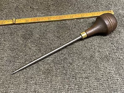 Vintage 9-1/2” Scratch Awl Punch With Brass Feral And Walnut Handle Unbranded  • $26