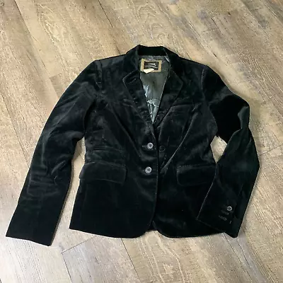 J. Crew Schoolboy Blazer Womens Size 0 Black Velvet Lined 2-Button Pockets  • $29.99