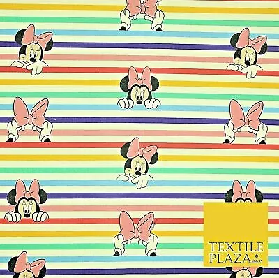 Disney Minnie Mouse Licensed Rainbow Stripe Printed 100% Cotton Fabric 150cm 59  • £1.50