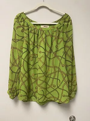 Michael Kors Womens Green Off Shoulder Light Blouse Tunic Size Large  • $19.99