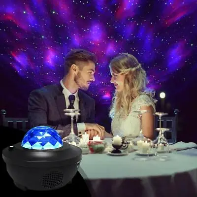 LED Galaxy Projector Bluetooth Music Light Starry Sky Star Night Light W/ Remote • £13.89