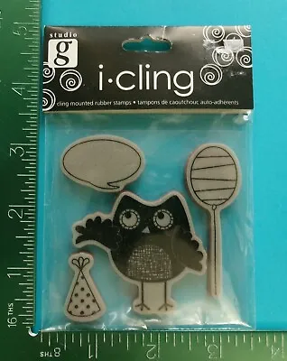 PARTY OWL Cling Unmounted Rubber Stamps  Birthday • $3.95