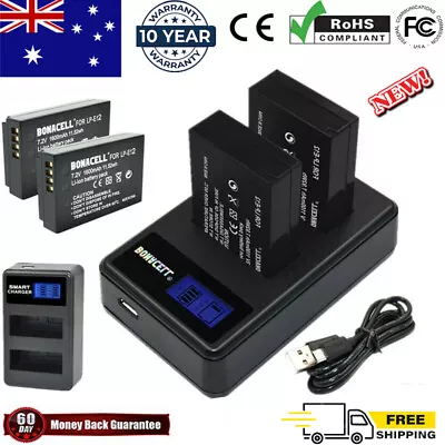 2Pcs 1600mAh LP-E12 Battery+Dual Charger For Canon EOS M50 M2 EOS M100 100D AU • $28.99