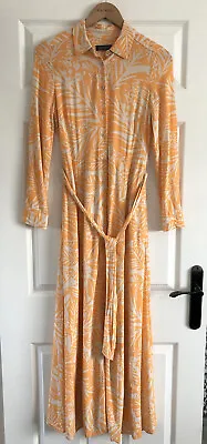 MINT VELVET Gorgeous Orange Printed Maxi Shirt Dress Size 6 WORN ONCE • £45