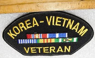 Korea Vietnam Veteran Patch Embroidered W/ Service Ribbons Sew Or Iron On New • $6.95