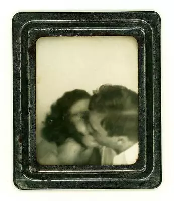 Young Couple Kissing PHOTOMATC Mutoscope Metal Frame Photo Booth Vintage 1954 • $52