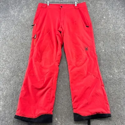 Spyder Snow Pants Mens Large Red Ski Snowboard Thinsulate Insulated Logo Cargo • $53.95
