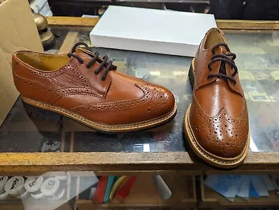 'HAREWOOD' Tan Brown Leather Brogue Oxford Shoes Smart/Casual/Formal FREE POLISH • £24.99