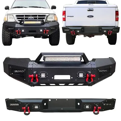 Black With Winch Seat Steel Front Rear Bumper Fits 97-03 Ford F150 • $599.99