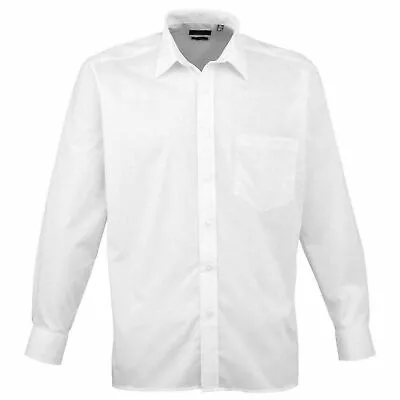 Premier Mens Poplin Shirt Classic Stylish Long Sleeve Office Work Formal Shirts  • £15.38