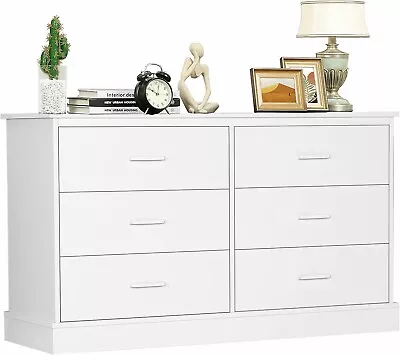 $189.97 • Buy 6 Drawer Double Dresser Bedroom Clothes Organizer Large Storage Cabinet (White)