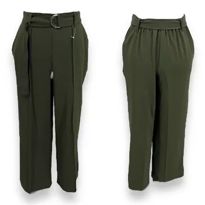 NWOT Nicole Miller Olive High Rise Belted Ponte Ankle Pant Size XS • $28.97