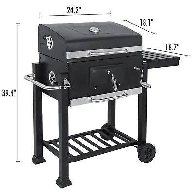 Large Charcoal Barbecue BBQ Grill Smoker Outdoor Portable Garden Cooking Trolley • £119.95