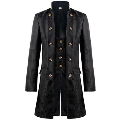 Men's Medieval Pirate Jacket Steampunk Coat Captain Adult Halloween Cosplay Cos • $34.87