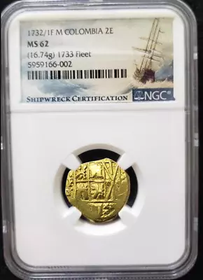 1733 Fleet Colombia 2e 1732/1 Ngc 62 Finest & Unique Pirate Gold Coins Treasure • $22500