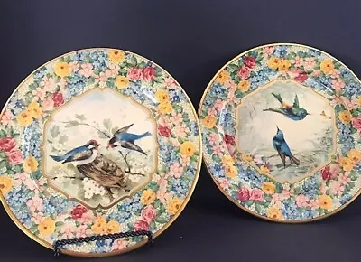 Vintage Daher Decorated Ware Chintz Tin Plates With Blue Birds -Holland • $35