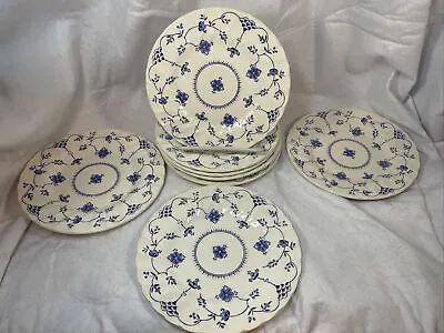 Myott Finlandia Porcelain Bread Plates (8) 6.5” England Blue & White • $50