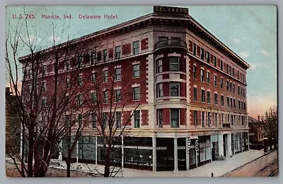 Postcard Indiana Muncie Delaware Hotel 1914 A348 • $7.87