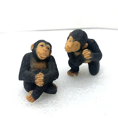 1997 Chimpanzee Mates Monkey Couple Hand Painted Resin Figurines Vintage • $25