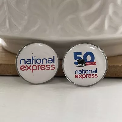 2x National Express Coaches 50 Years Anniversary & Logo Metal Pin Badge • £7.99