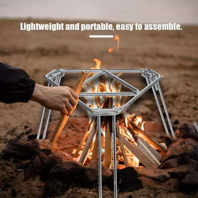 Portable Campfire Rack Foldable Grill Grate Camping Tripod Stand Cooking • $48.32