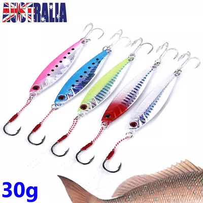 $15.95 • Buy 5x 30g Fishing Lures Metal Slice Micro Jig Bait Spoon Tackle Salmon Mackerel GT
